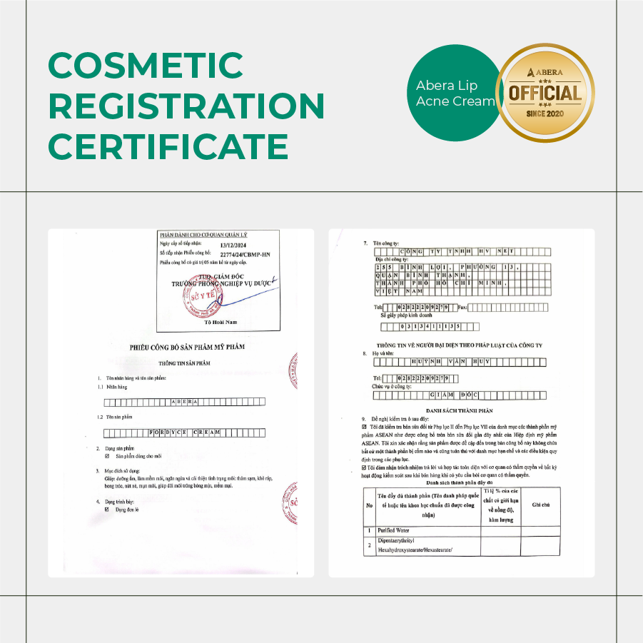 Abera Fordyce Lip Acne Cream 20ml | Gentle Care for Fordyce Spots & Lip Bumps